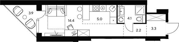 Планировка 32.9 м²