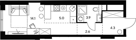 Планировка 29.9 м²