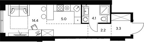 Планировка 29.0 м²