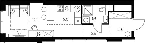Планировка 29.9 м²