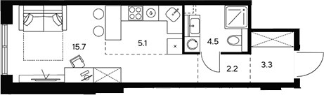 Планировка 30.8 м²