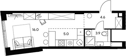 Планировка 29.5 м²