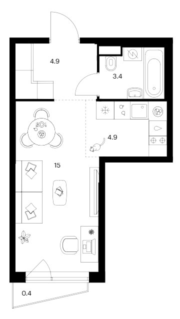 Планировка 28.6 м²