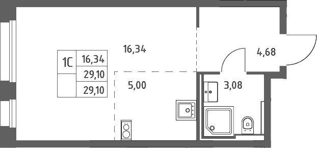 Планировка 29.1 м²