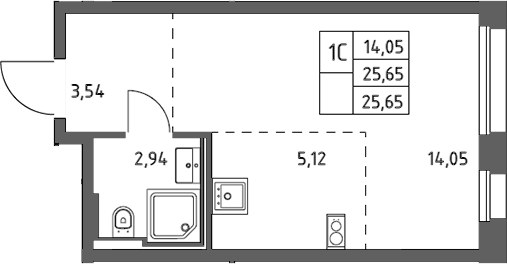 Планировка 25.65 м²