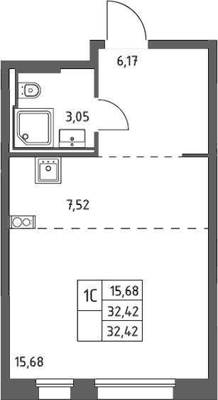 Планировка 32.42 м²
