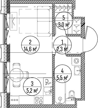 Планировка 30.6 м²