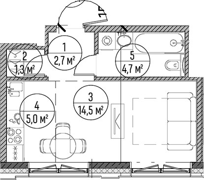Планировка 28.2 м²