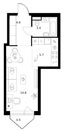 Планировка 29.3 м²