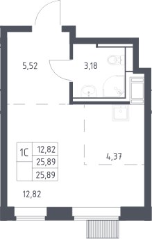 Планировка 25.89 м²