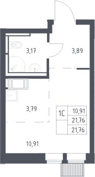 Планировка 21.76 м²
