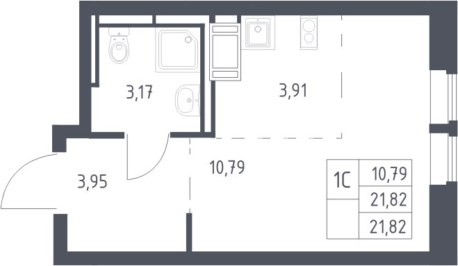Планировка 21.82 м²