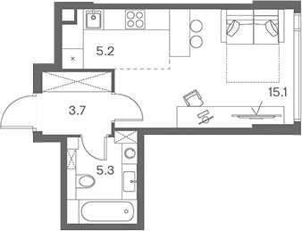 Планировка 29.3 м²