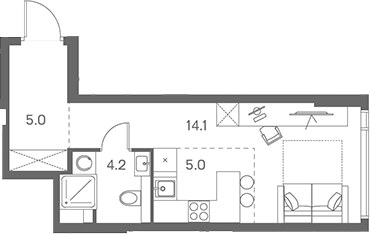 Планировка 28.3 м²