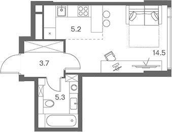Планировка 28.7 м²