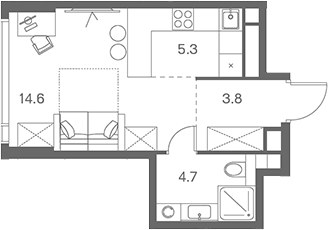 Планировка 28.4 м²