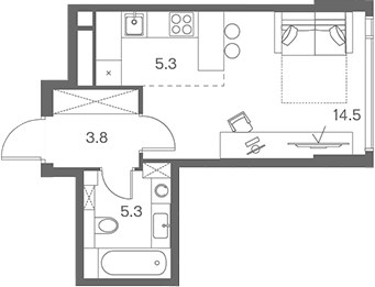 Планировка 28.9 м²