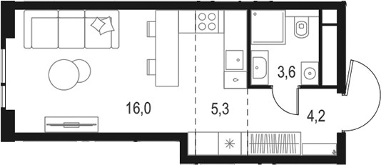 Планировка 29.1 м²