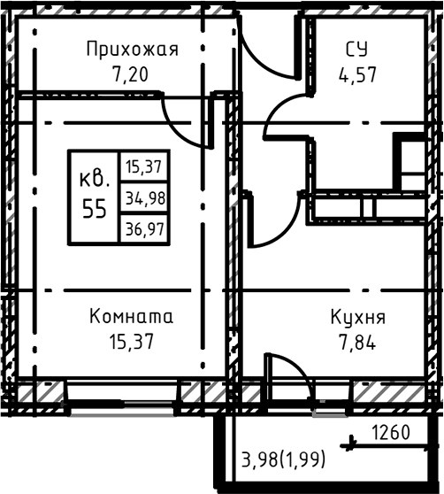 Планировка 40.0 м²
