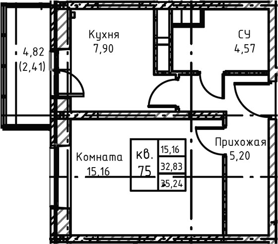Планировка 41.8 м²
