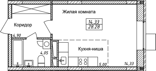 Планировка 28.28 м²