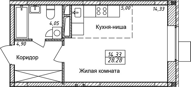Планировка 28.28 м²