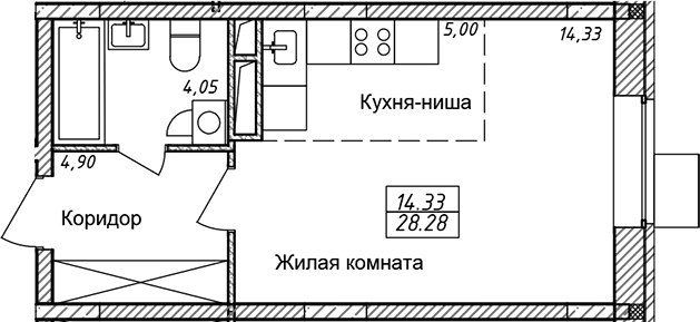 Планировка 28.28 м²