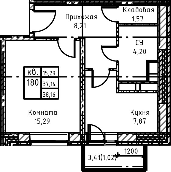 Планировка 40.6 м²