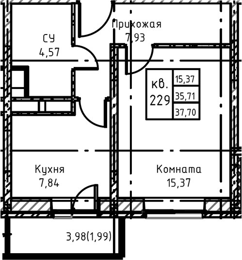 Планировка 39.8 м²