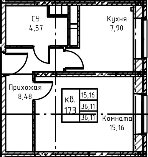 Планировка 36.11 м²