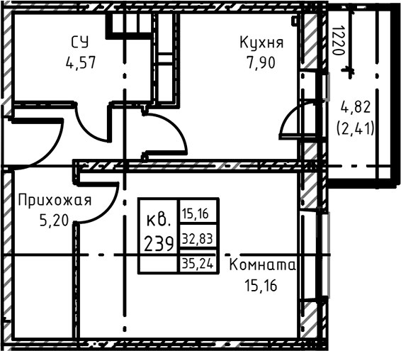 Планировка 40.3 м²
