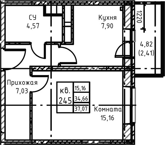 Планировка 40.3 м²