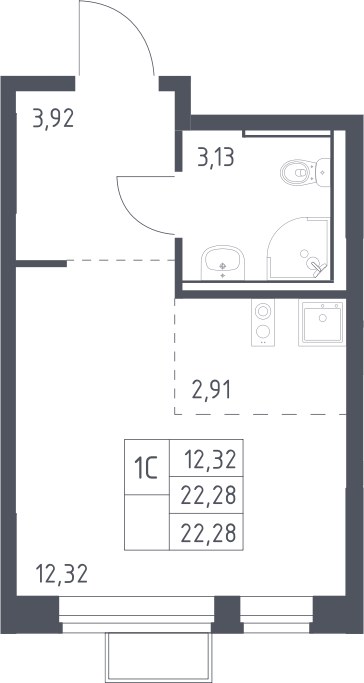 Планировка 22.28 м²