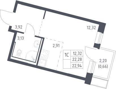 Планировка 22.94 м²