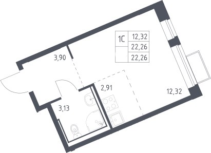 Планировка 22.26 м²