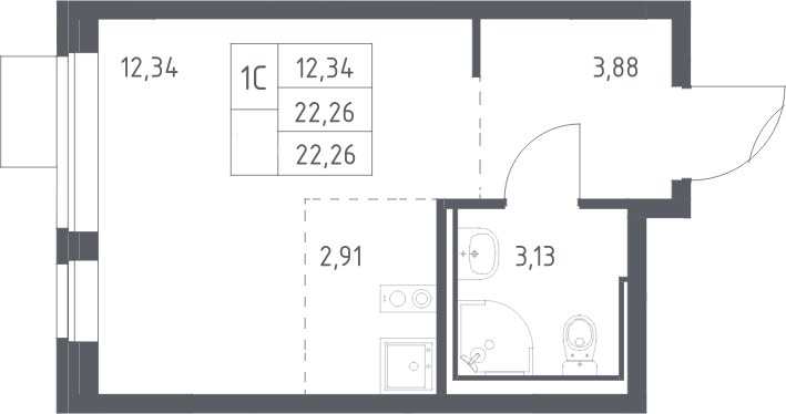 Планировка 22.26 м²