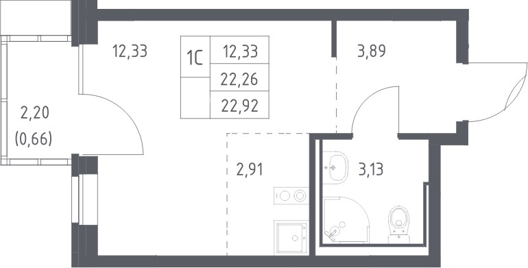 Планировка 22.92 м²