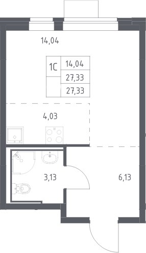Планировка 27.33 м²