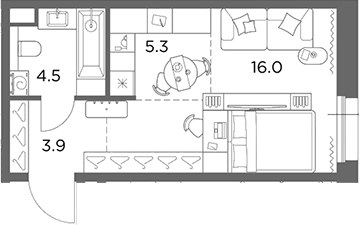 Планировка 29.7 м²