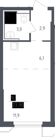 Планировка 23.9 м²