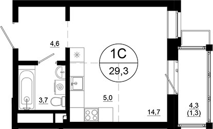 Планировка 29.3 м²