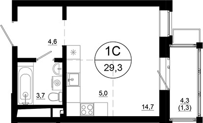 Планировка 29.3 м²