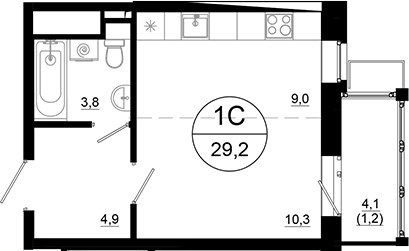 Планировка 29.2 м²