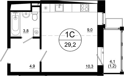 Планировка 29.2 м²
