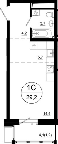Планировка 29.2 м²