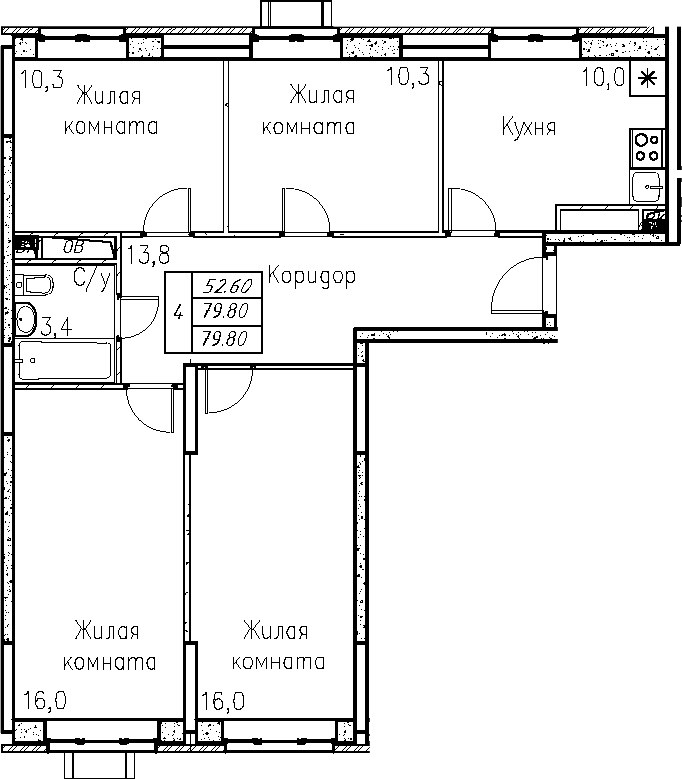 Планировка 79.8 м²