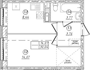 Планировка 30.04 м²
