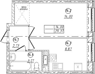 Планировка 29.37 м²