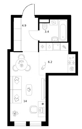 Планировка 28.5 м²