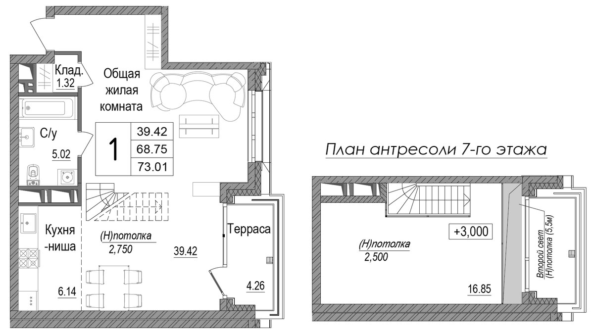 Планировка 72.31 м²